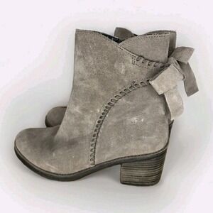 Ugg Fraise Whipstitch Bow Boot Sz 9 Mouse Brown Taupe Suede Leather Ankle Bootie